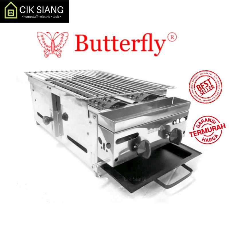 Panggangan BBQ 2 Tungku Butterfly Mesin Pemanggang