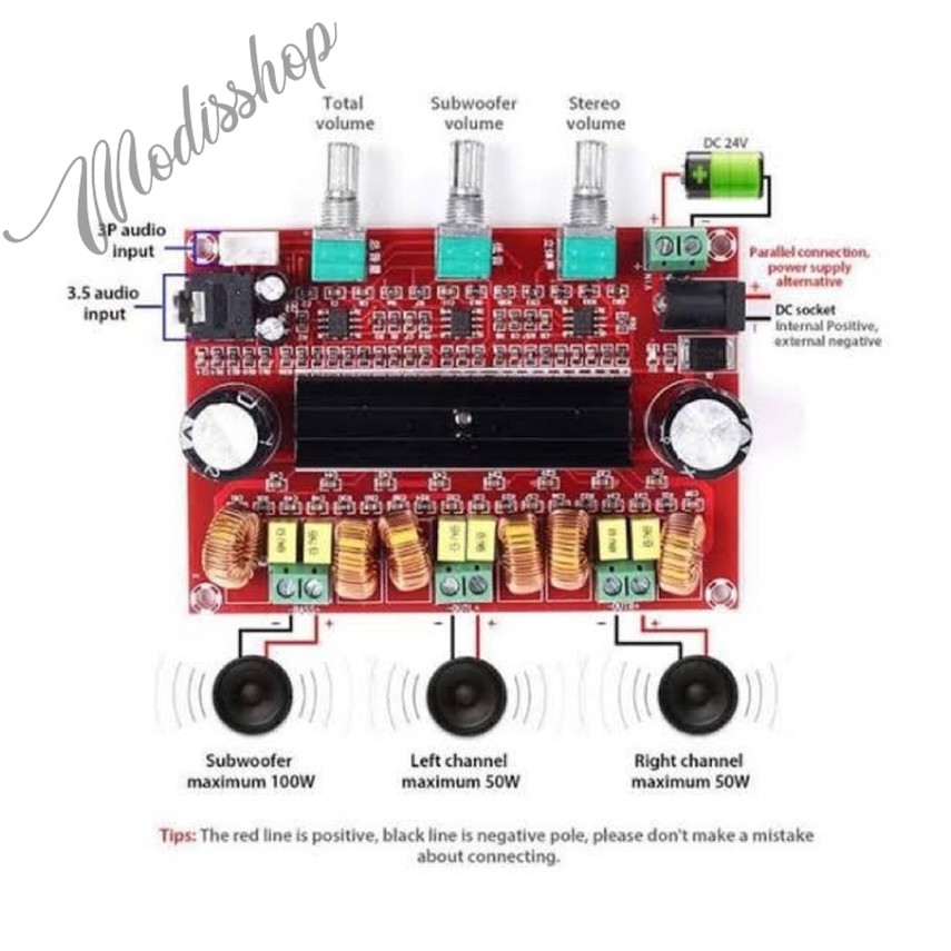 POWER AMPLIFIER SPEAKER AUDIO SUBWOOFER DIGITAL STEREO KELAS D TPA3116D2 2X50W 1X100W TPA3116 D2