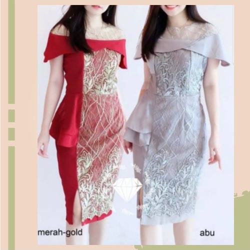 Dress brokat pesta longdress Lace wanita Elegan baju gaun malam perempuan gereja natal acara formal 