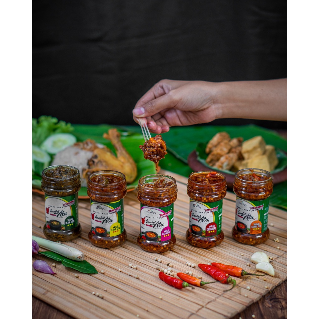 

Sambel Kemasan 5 varian sambel alu khas oleh oleh lampung