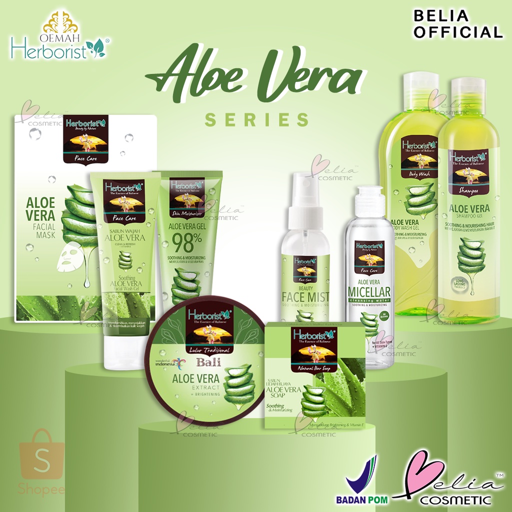 ❤ BELIA ❤ Herborist Aloe Vera Series | Gel 98% | Facial Wash | Face Mist Care | Moisturizer | Lulur | Sabun Batang | Shampoo | Body Wash Herboris