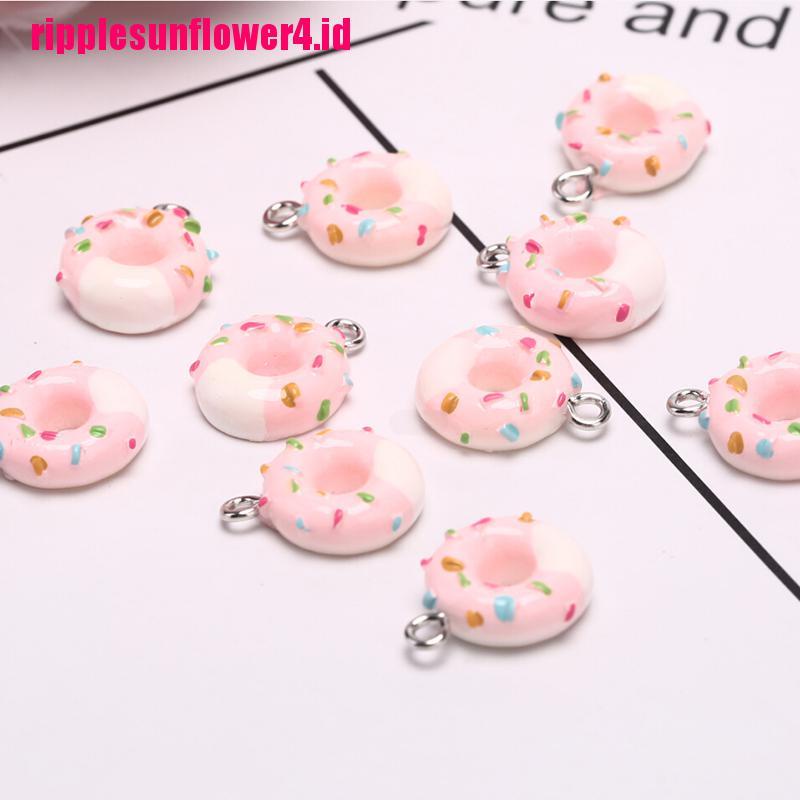 10pcs / set Liontin Bentuk Donat Bahan Resin Untuk Membuat Perhiasan