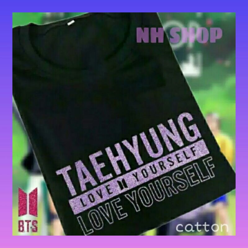 Baju BTS Kaos Bts Tshirt Bts Love Yourself Sablon Glitter Lengan Panjang Pendek Anak Remaja Dewasa