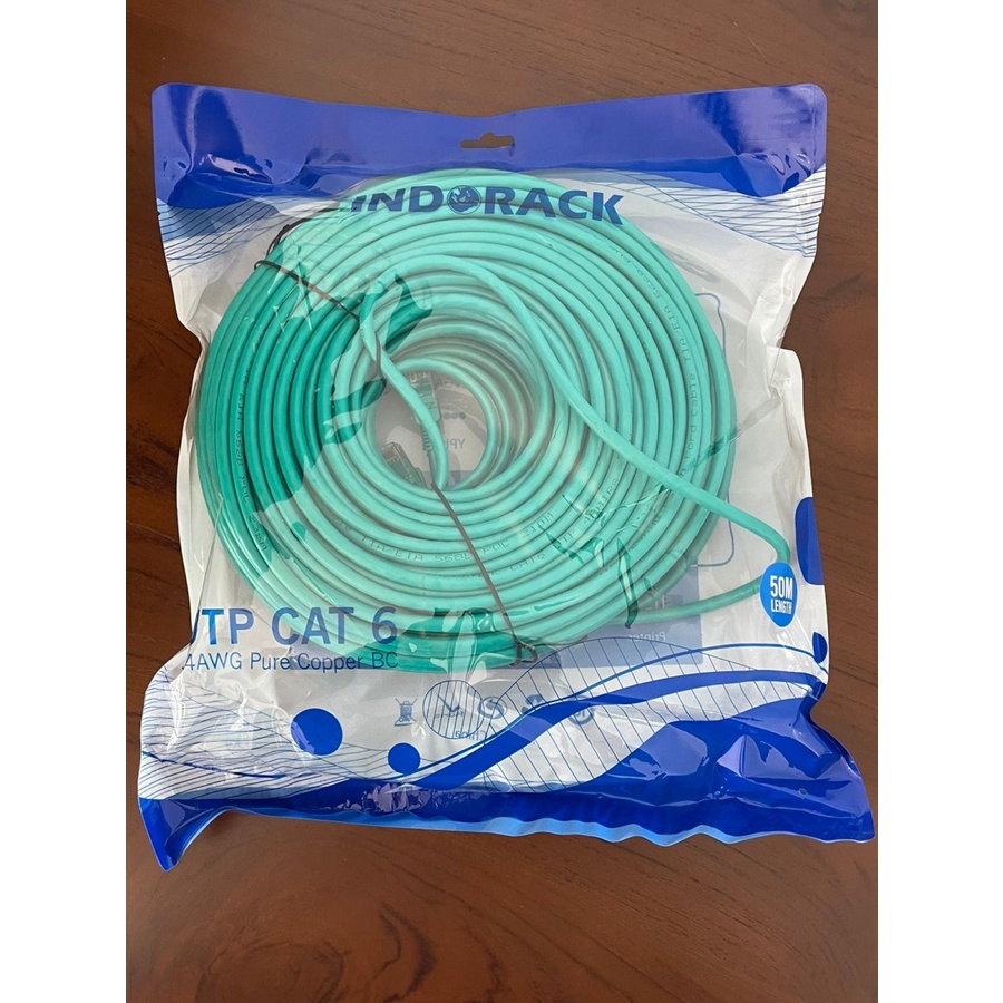 INDORACK PATCH CORD UTP CAT 6 - KABEL LAN CAT6 50 METER HIJAU