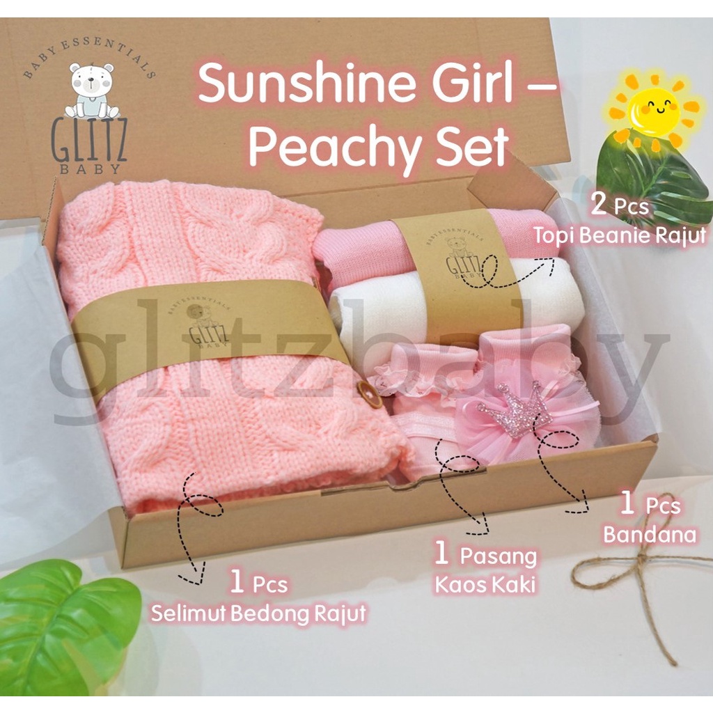 Hampers Bayi Kado Lahiran Newborn Gift Set - Glitz Baby Glitzaksesoris-Sunshine Pink- Girl