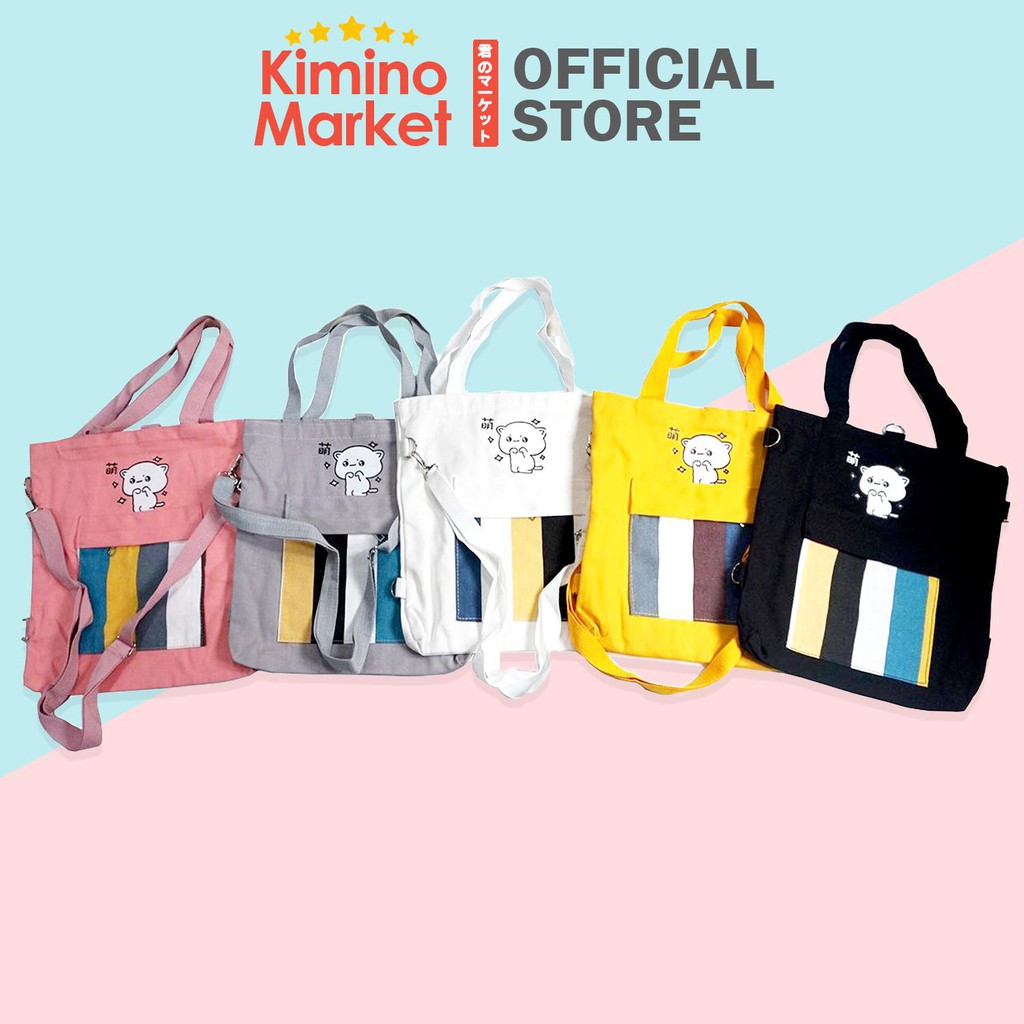 TOTEBAG Tas Belanja Wanita Karakter Kucing Lucu Warna Bervariasi Bentuk Minimalis Berkualitas