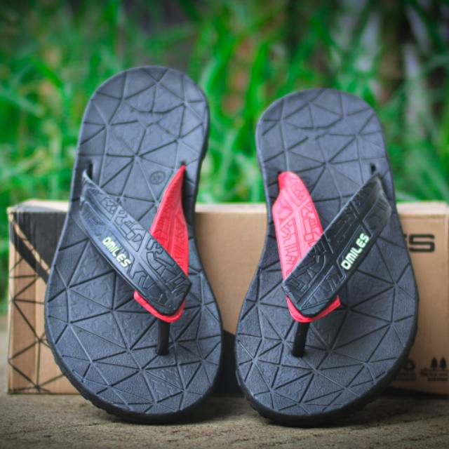  Sandal  Pria  Omiles  Pro Thunder Black red Shopee Indonesia