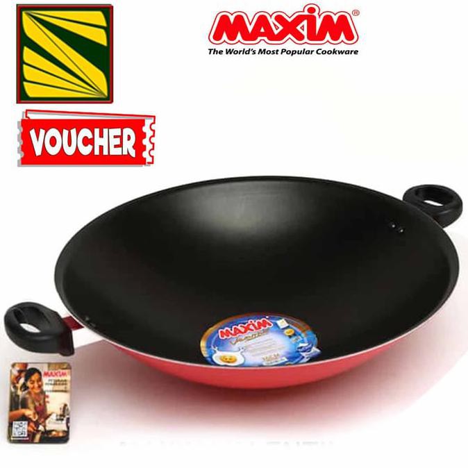 Diskon  Maxim Valentino Wok Wajan Teflon Anti Lengket Ukuran 30Cm Dan 36 Cm - 30