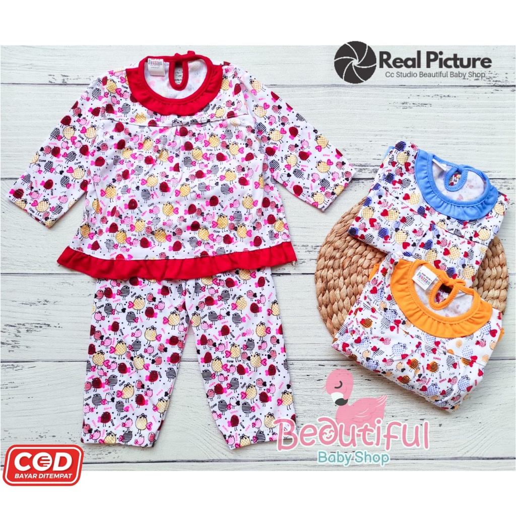 Setelan Baju Bayi Panjang Motif Bird / Setelan Piyama Bayi Perempuan 3-12 Bulan / Baju Bayi Perempuan Fauzan / Baby.ou