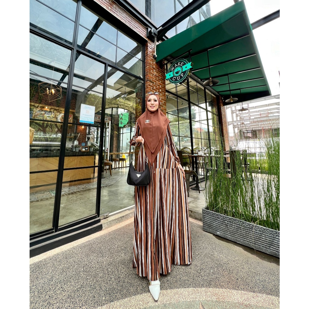 Zahira1808 Aalifa 14 Syari Bahan Ceruty Baby Doll Gamis Muslim Syari Ibu Dress Hijab Muslimah Atasan Wanita ori GlZ-5