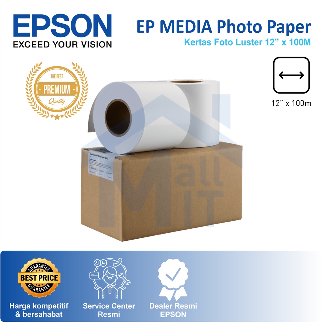 EP MEDIA PHOTO PAPER LUSTER 12 INCI X 100 METER Kertas Foto Original berkualitas