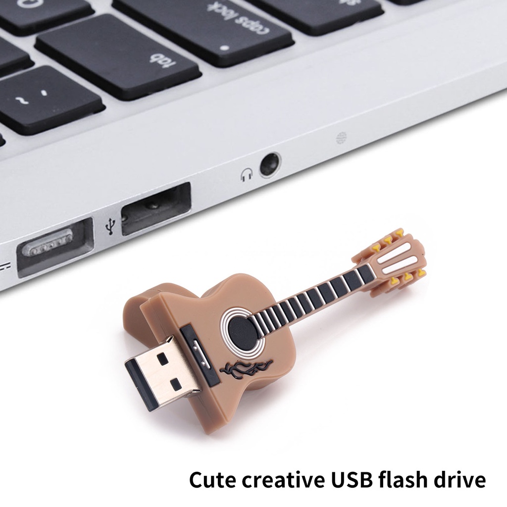 (Huluboy) Flashdisk USB 2.0 Bentuk Gitar Bahan PVC Anti Air