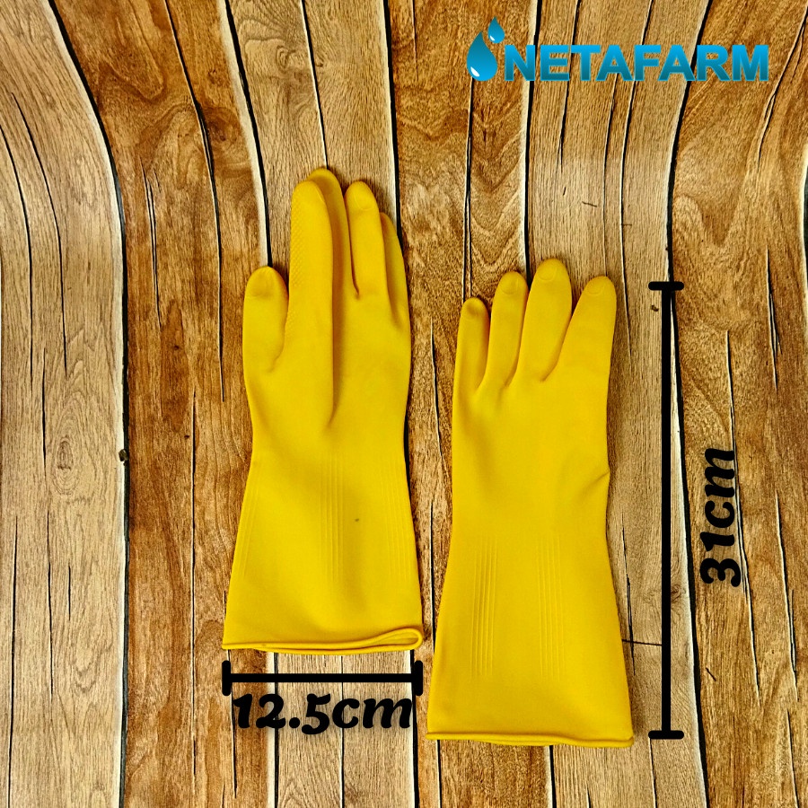 Sarung Tangan Karet Serbaguna Anti Air Panjang 31cm Kuning - 1 pc