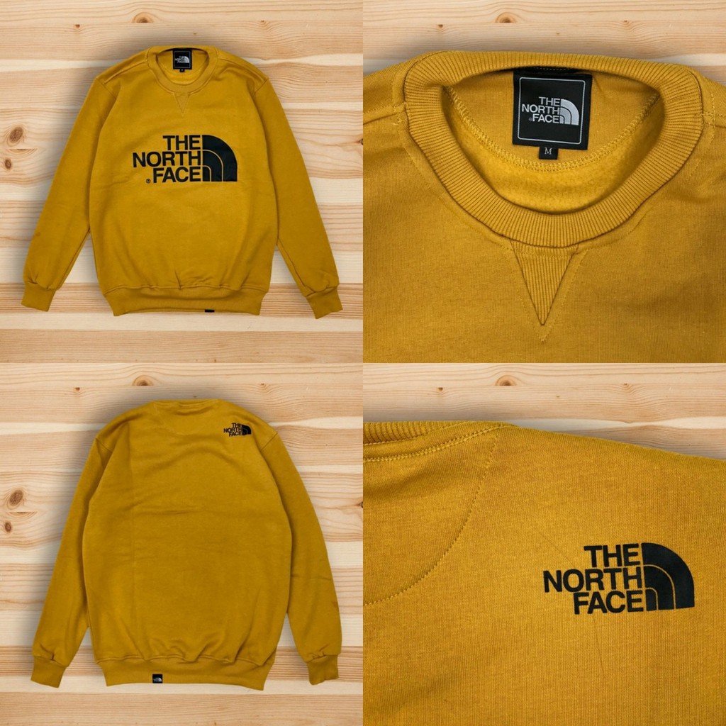 yellow north face sweatshirt