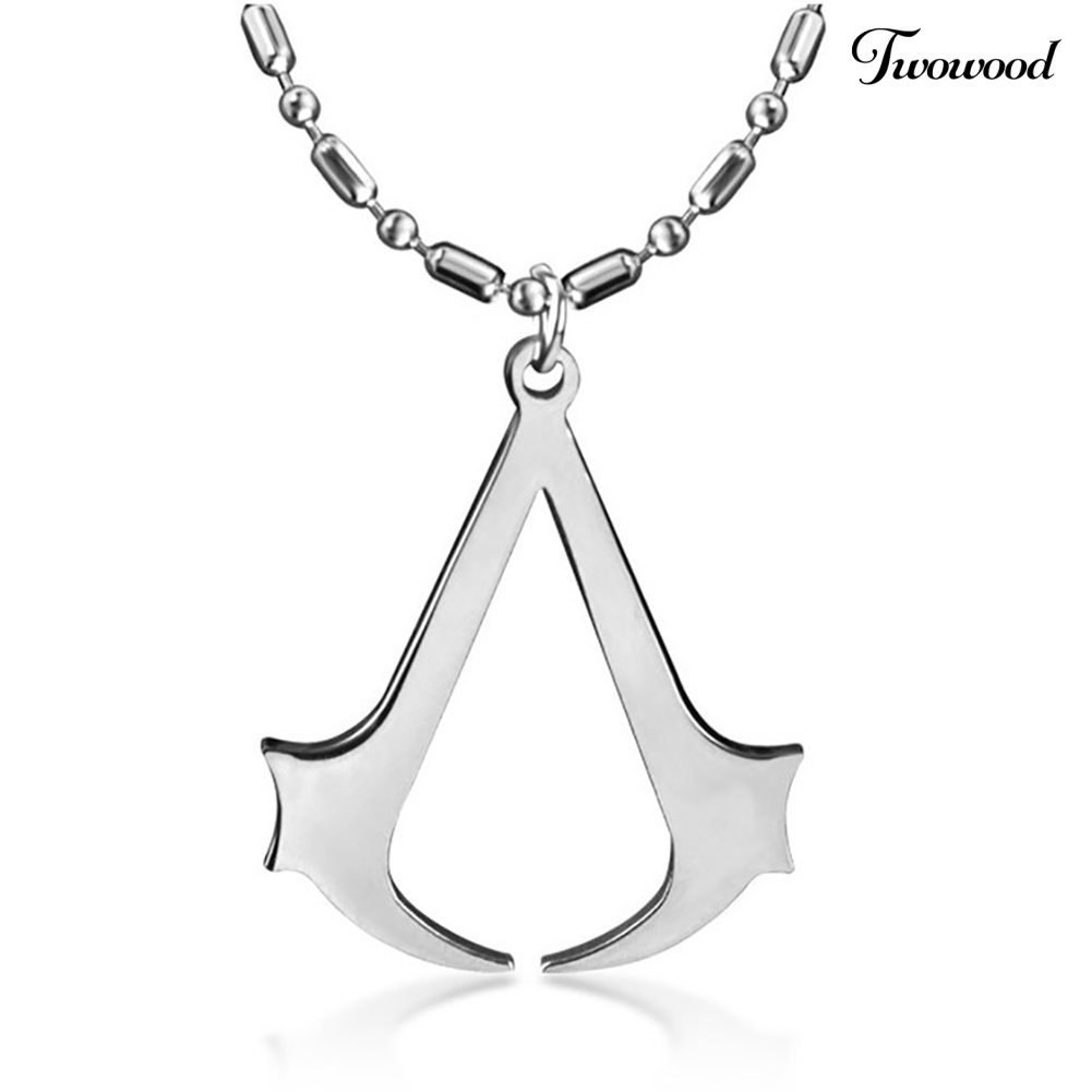 Kalung Rantai Liontin Logo Game Assassin 's Creed Altair Bahan Baja Untuk Pria