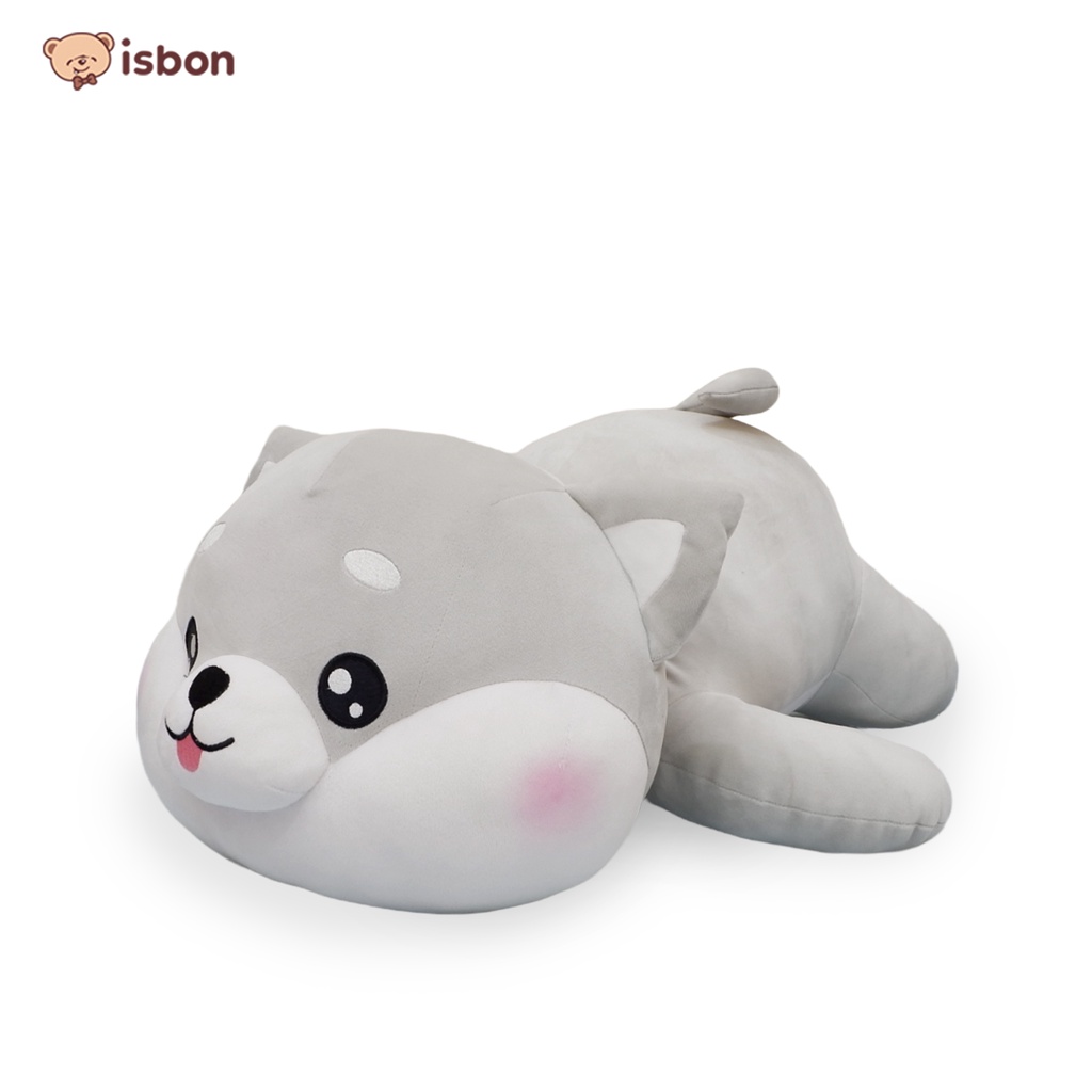 ISTANA BONEKA Anjing siberian Husky ly srigala squishy Abu Abu Cocok Untuk bantal Guling Bahan Halus dan Lembut By ISTANA BONEKA