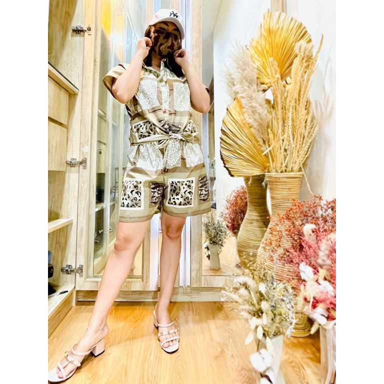 Morymony daily set homewar / setelan celana pendek / stelan baju wanita marble pastel-loreng