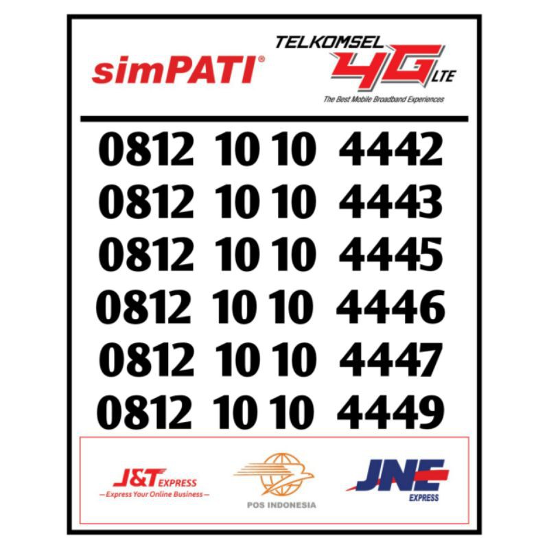 Perdana Nomor Cantik simpati 0812 1010 AAAX