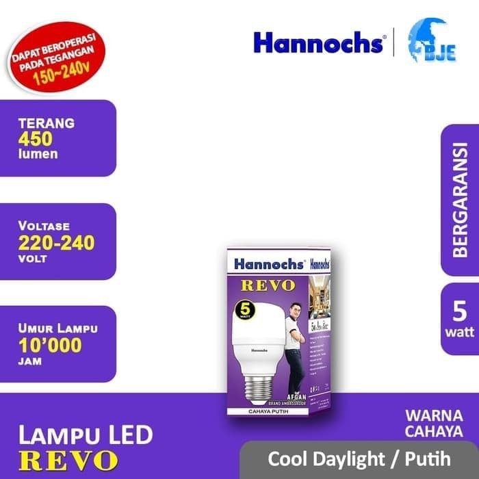 HANNOCHS Lampu LED REVO 5 Watt - Cahaya Putih - Garansi 1 Tahun