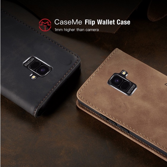 Flip Case CaseMe Samsung A8 Plus 2018 - A8 2018 Premium Leather Flip Case Casing Magnetic