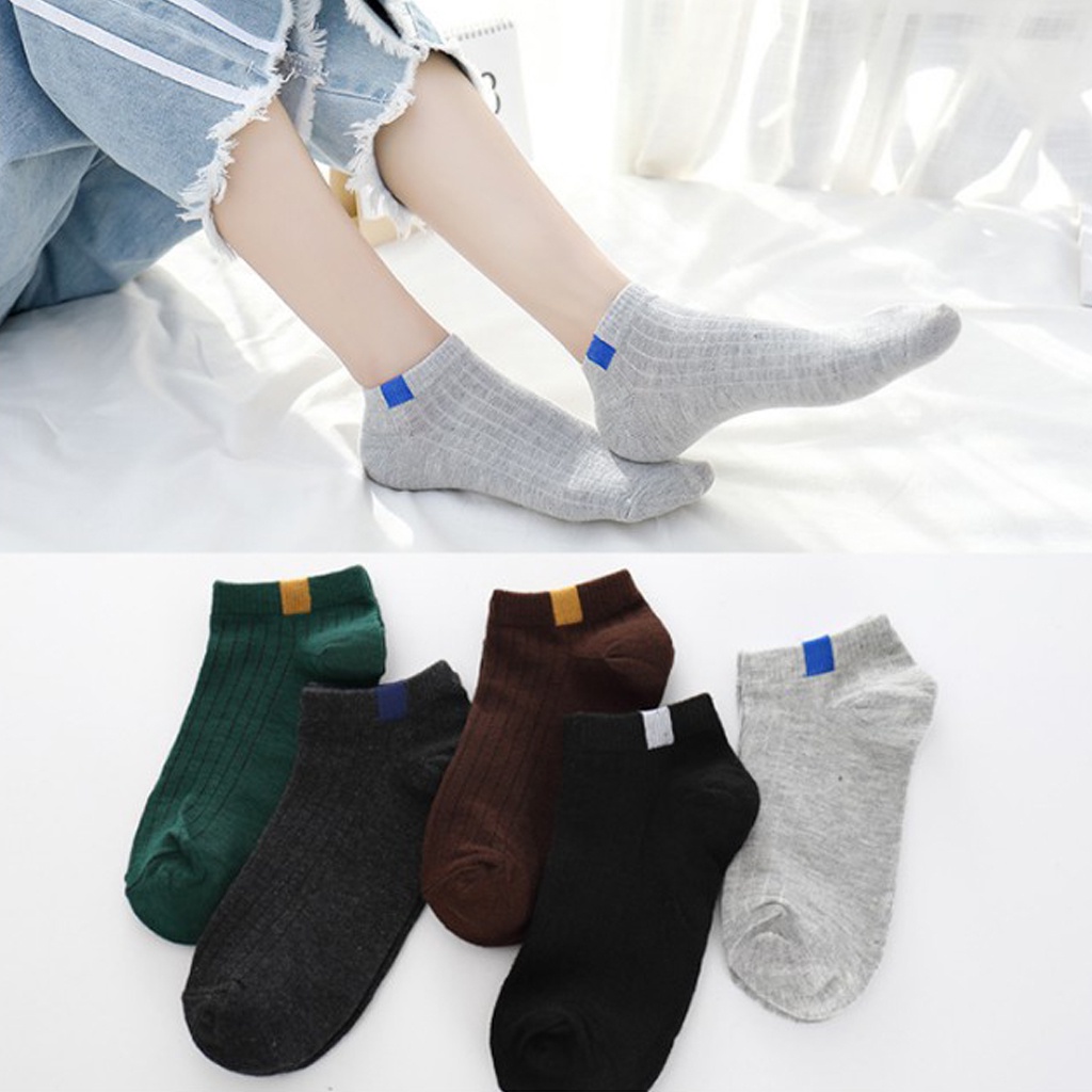 ❤️GTB❤️ Kaos Kaki 6 Garis Polos Kaus Semata Ankle Socks Fashion Wanita Pria Import R103