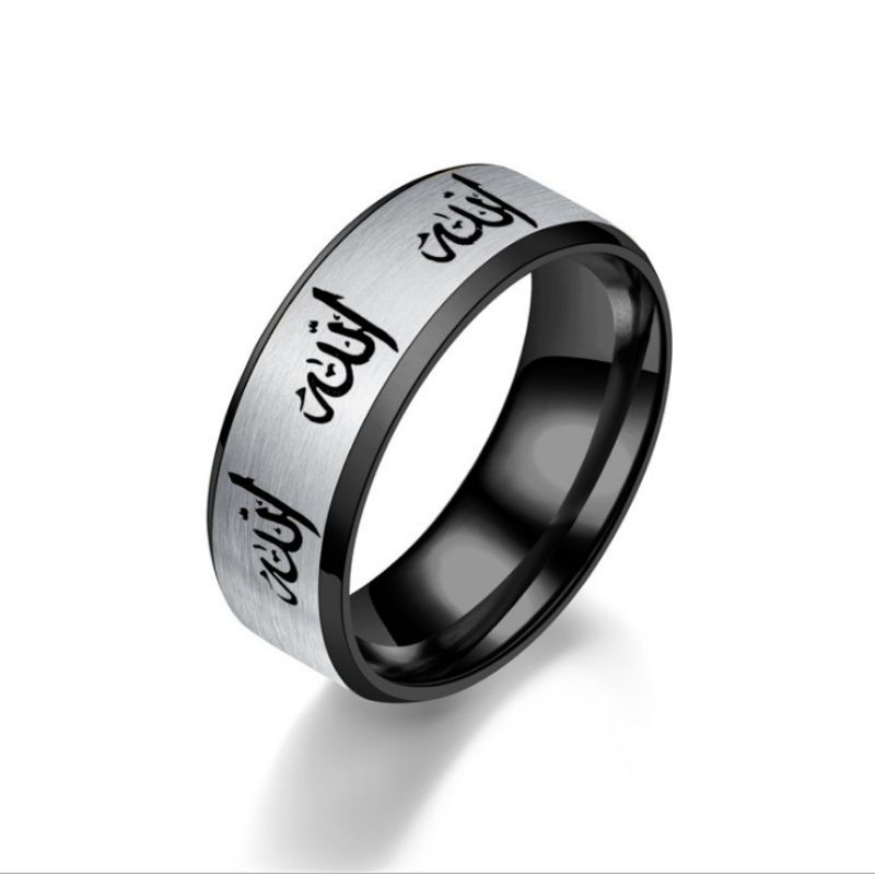 CINCIN TITANIUM COUPLE ISLAMI LAFAZ ALLAH SILVER LIST HITAM