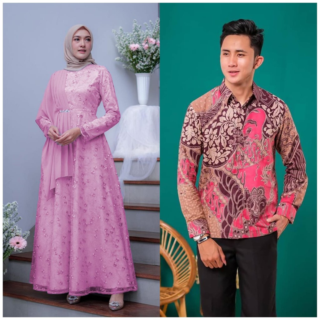 Maura Couple - Sania Ruffle Batik Couple Ori Ndoro Jowi DNT Garansi Termurah Shopee Farasya Zefanya