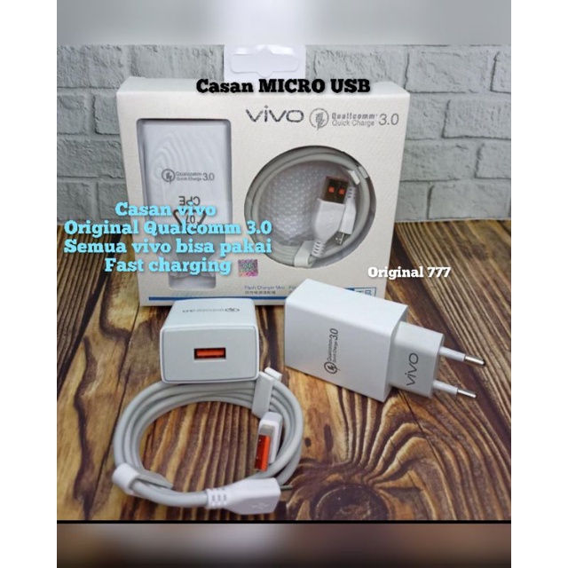 Charger VIVO ORIGINAL 100% 3.0 Qualcomm Quick Charge Micro USB