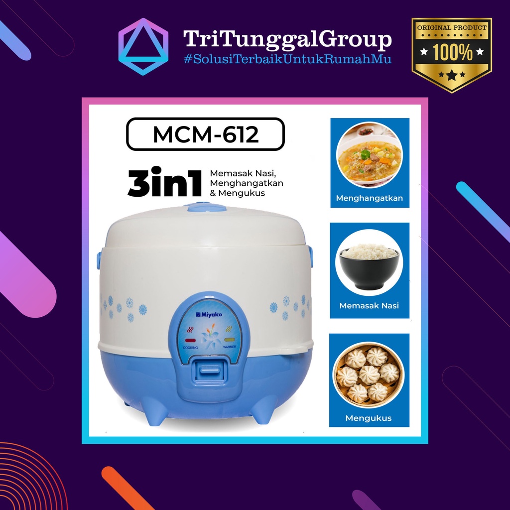 (BAYAR DI TEMPAT) Magic Com Miyako MCM612 / MCM 612 / MCM-612 - Rice Cooker Miyako MCM612 - BIRU