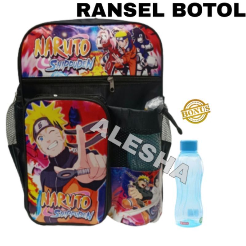 tas ransel anak sekolah laki laki karakter Naruto/gratis topi dan botol