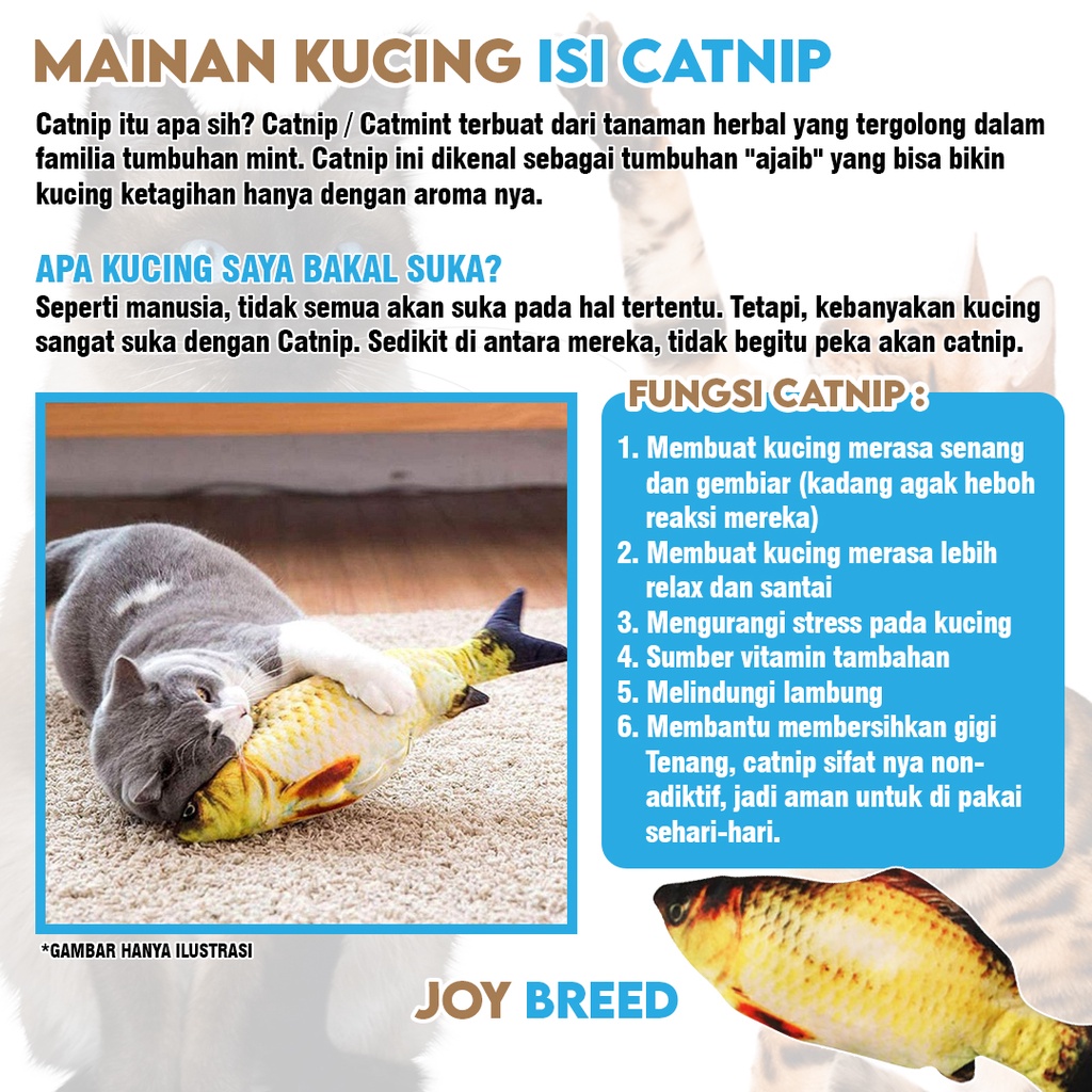 BONEKA IKAN ISI CATNIP KUCING MAINAN PENGHILANG STRESS KUCING MURAH | JOY BREED