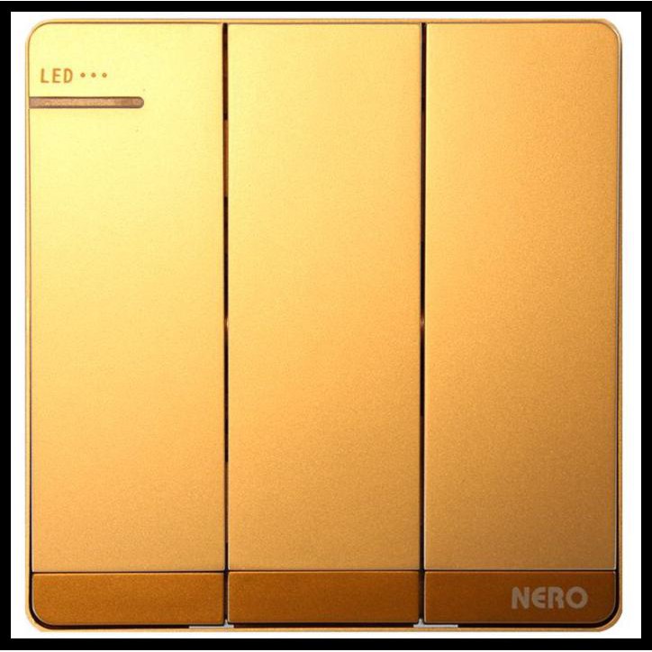 Saklar Triple Led Decora Gold Nero. Saklar Triple Isi 3 Lampu Led Nero