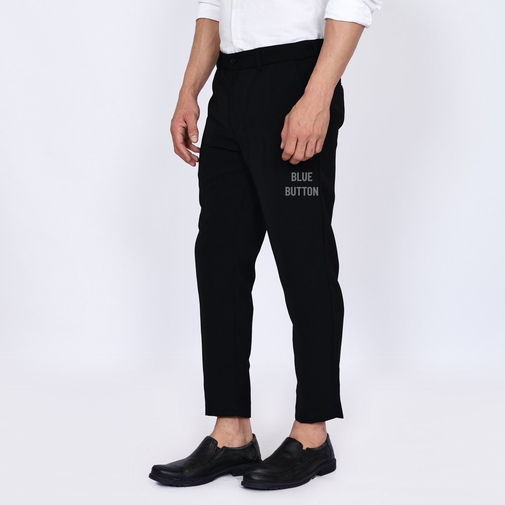 BlueButton Smart Trouser Ankle Pants Air Celana Bahan Panjang Pria Formal Kerja Kantor - Black