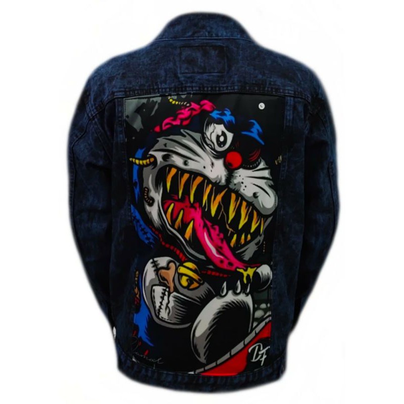 jaket Jeans Pria Wanita Motif Doraemon dewasa