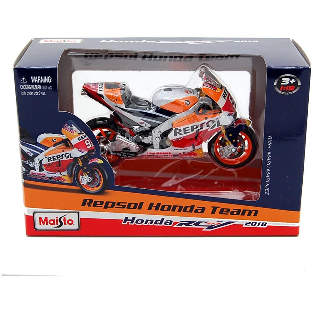 Miniatur Motor MotoGP Repsol Honda Team Marc Marquez 93 Rc213V 2018 Maisto 1 : 18