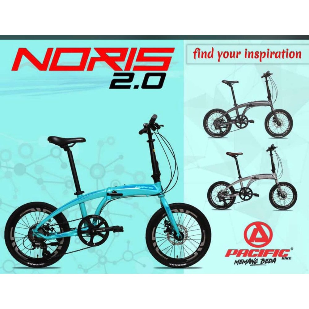 Sepeda Lipat 20inch Pasific Noris 2.0 Folding Bike Alloy 8 Speed
