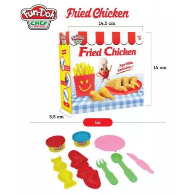 mainan lilin tanah liat clay fundoh fried chicken set mainan fun doh