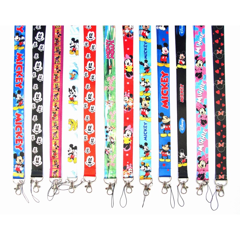 Tali Lanyard Leher Motif Kartun 12 Warna Untuk Handphone / Kartu ID