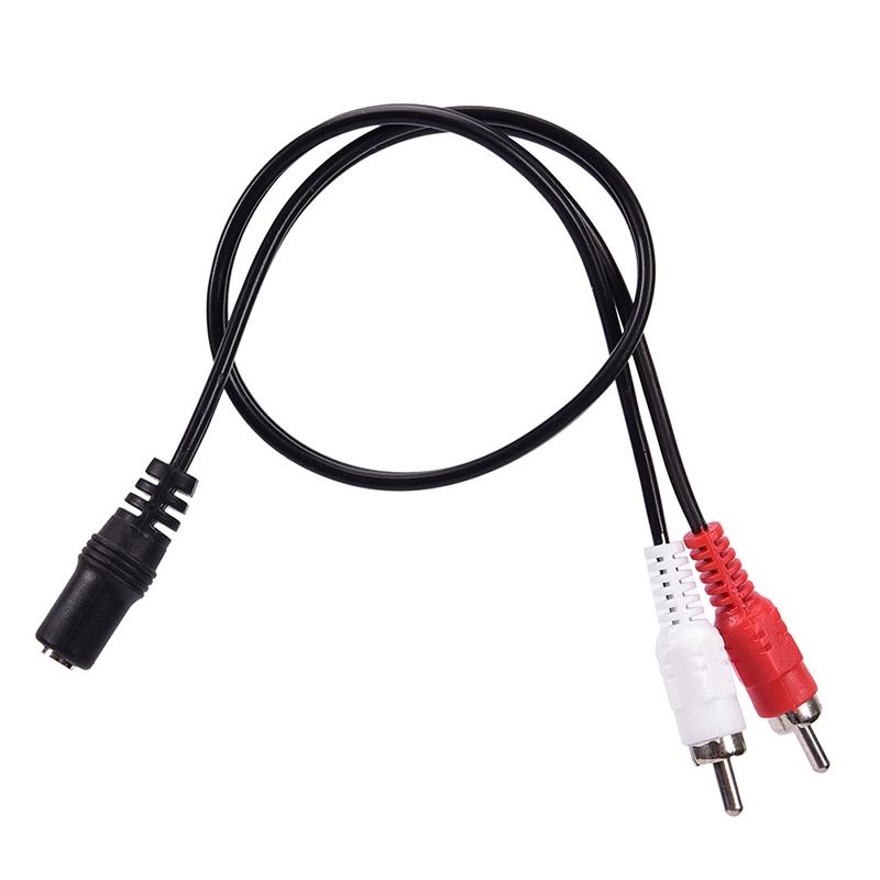 (LUCKID) Adapter Konverter Jack Audio Headphone 2-RCA Male Ke 3.5mm Female Aux