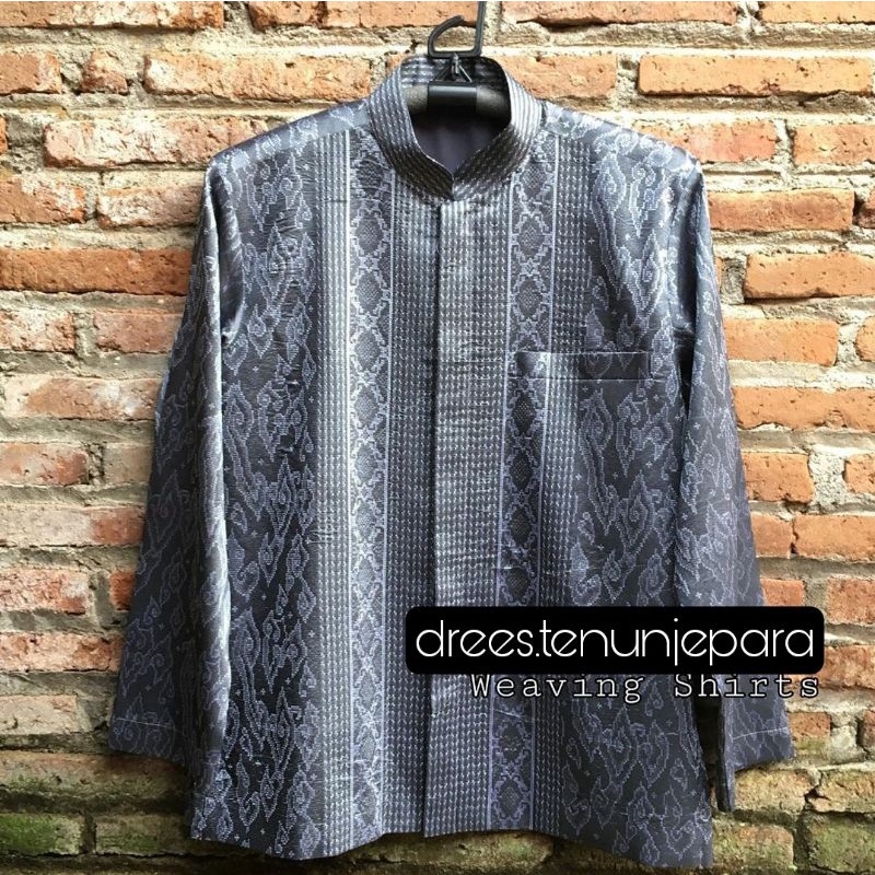 kemeja tenun pria lengan panjang ethnic songket tenun - kemeja tenun pria lengan panjang