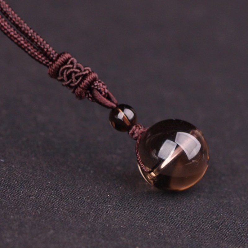Lucky Bead 16Mm Obsidian Sandstone Agate Smoky Quartz Necklace Pendant Natural Genuine Crystal