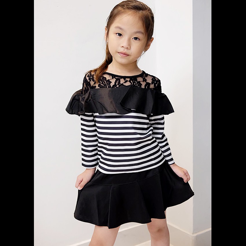 Setelan Anak Cewek Valencia Monochrome Set 2in1 (baju, rok)