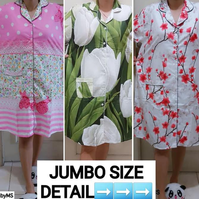 Daster Xxl Xxxl Jumbo Banyak Motif Bunga Baju Tidur Hamil Big Size - Buket Greeen Bahan Daster Adem