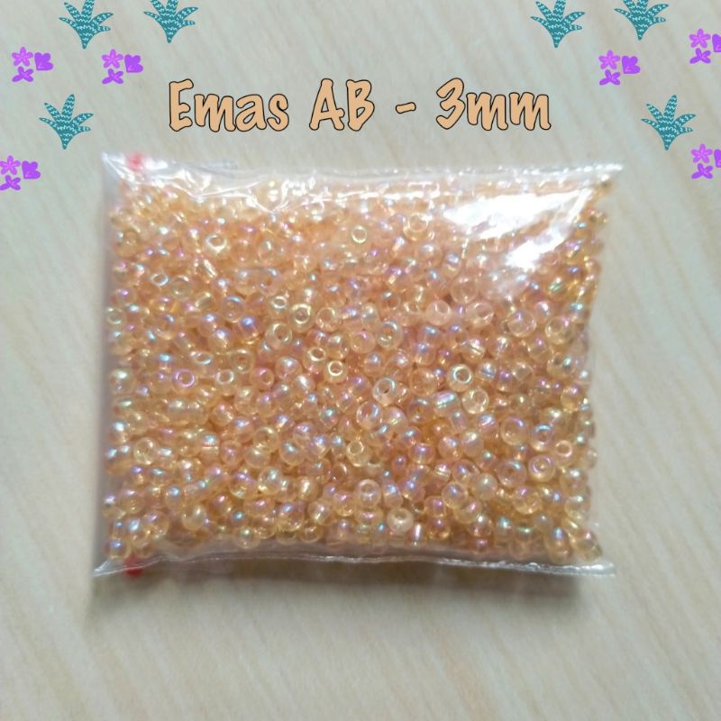 Mote Manik Payet Pasir Emas Pelangi 3mm - 10 gram