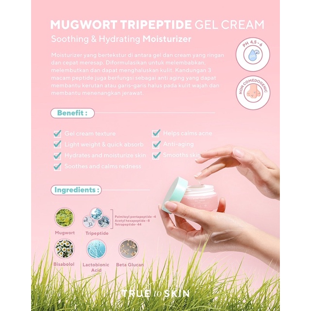 TRUE TO SKIN Mugwort Tripeptide Moisturizer Gel Cream 30ml (Pelembab) Soothing &amp; Hydrating