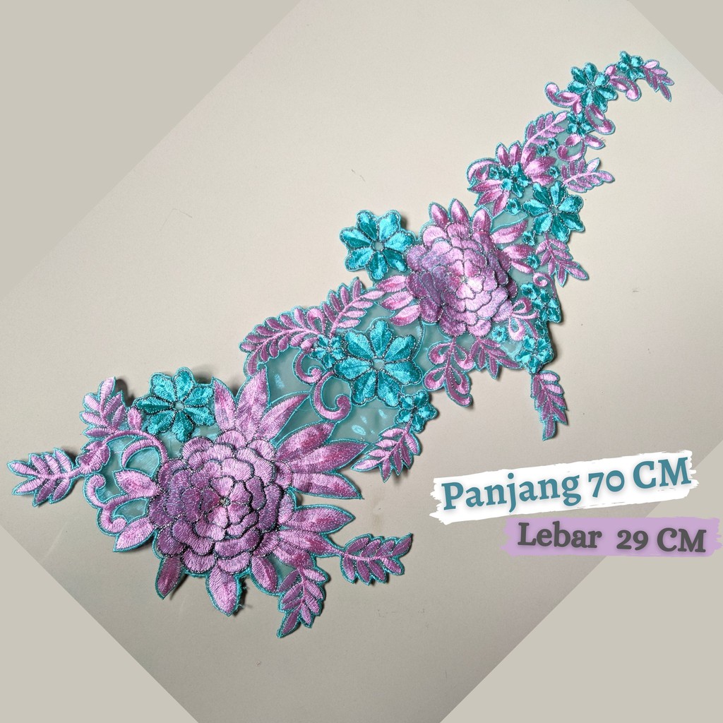 Renda Bordir Tempel Jahit Bunga Gamis Mukena Kebaya
