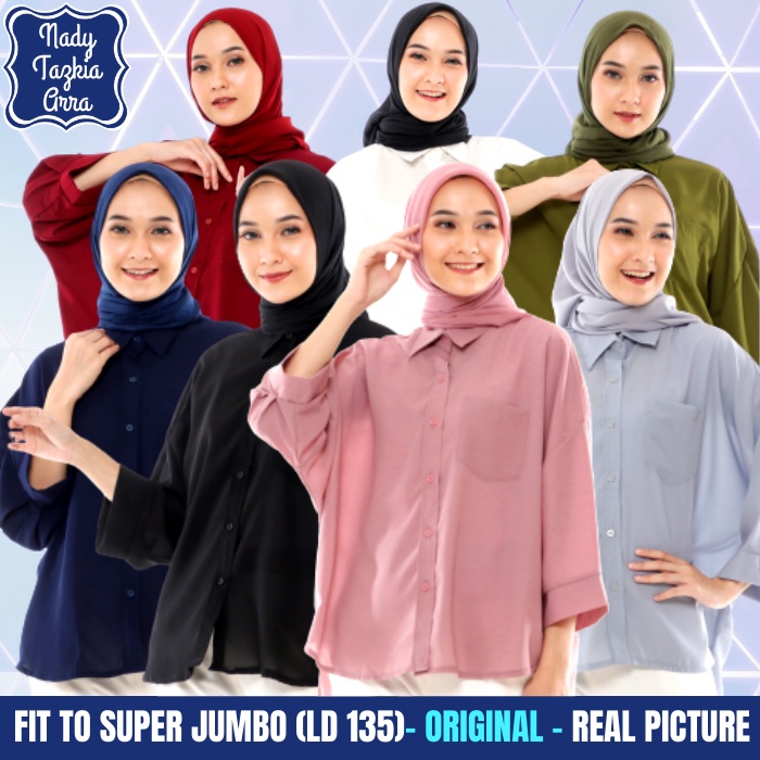 NADYTZK Baju Atasan Kemeja Kameja Hem Blouse Bluse Blus Pakaian Kerja Kantor Kuliah Formal Hitam Put