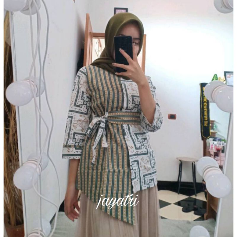 tey-17 Batik wanita ASJ SA HRB026 Kenongo Kemeja Tosca Pendek-1