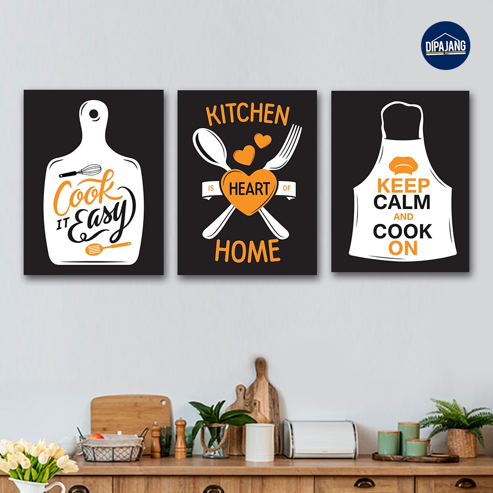 DipajangID Hiasan Dinding Wall Decor Dapur Quotes Background Hitam Dekorasi Dapur Minimalis 30x40 cm