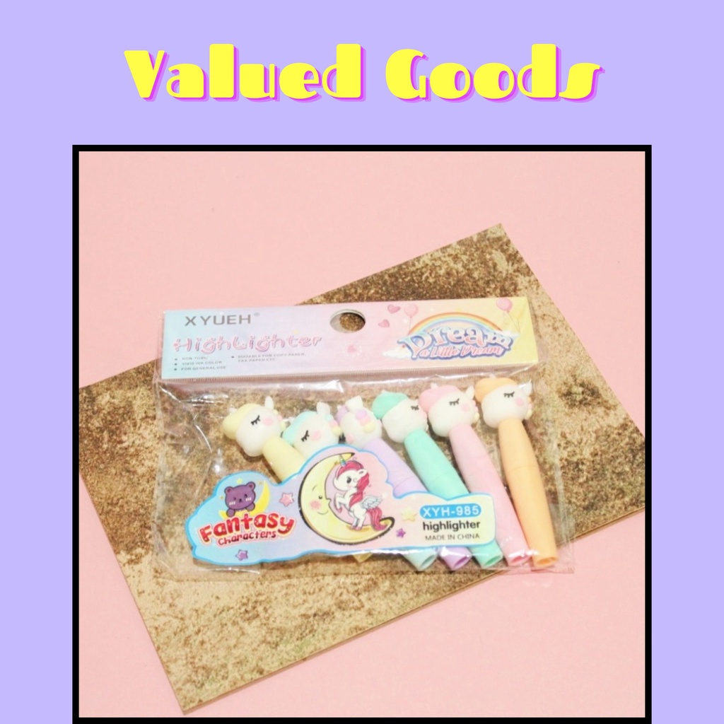 

Highlighter Unicorn Head Little Dream Isi 6 pcs 1 Set - stabilo tumpuk warna warni pewarna penanda catatan alat tulis kantor kerja lucu unik bentuk hewan kuda mainan lucu unik